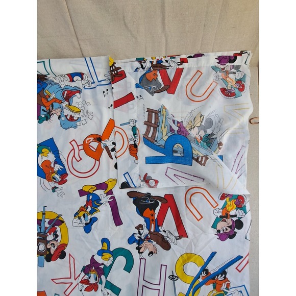 Disney Mickey & Friends Double Flat Sheet 96x80 Alphabet Vtg Pacific Daffy Goofy - Picture 3 of 6